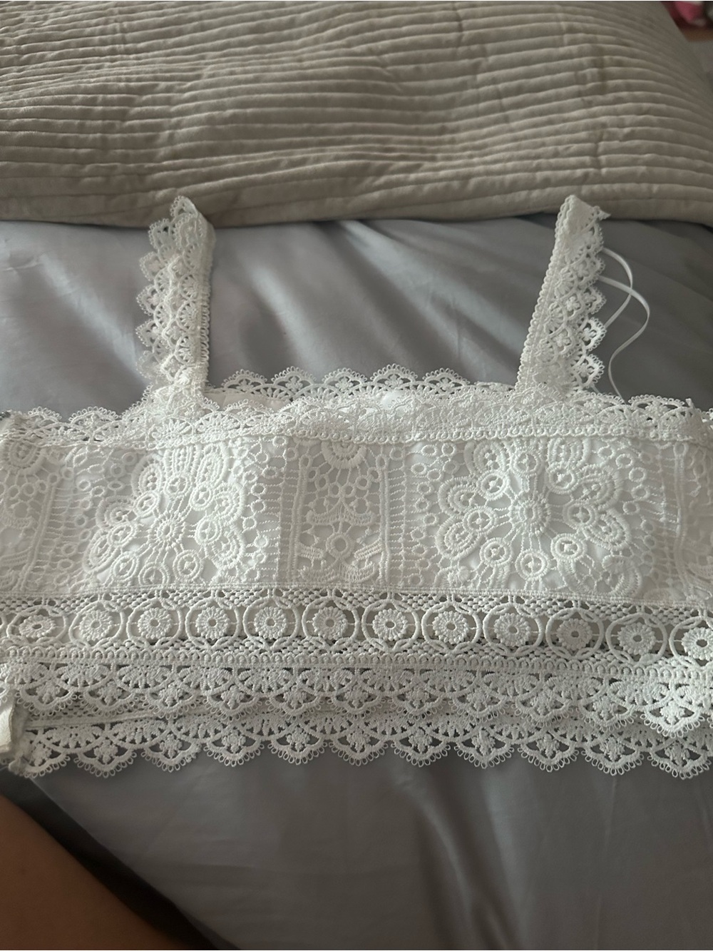 AMUR White Crochet Lace Camisole